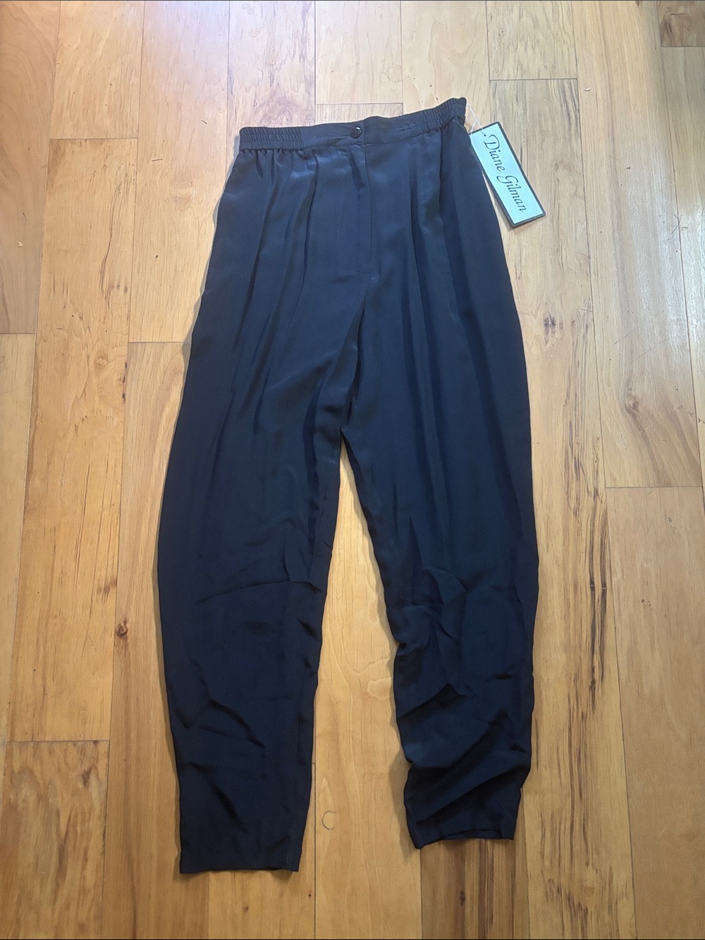 Diane Gilman black silk pants petite small.